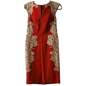 Paper Doll Scarlet Midi Dress with Ivory Lace